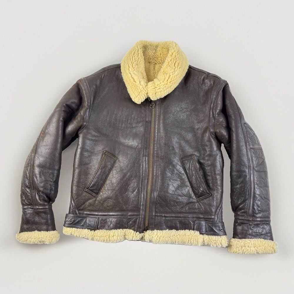 Vintage Excelled B-3 sheepskin/shearling bomber jacket, made in the USA Small